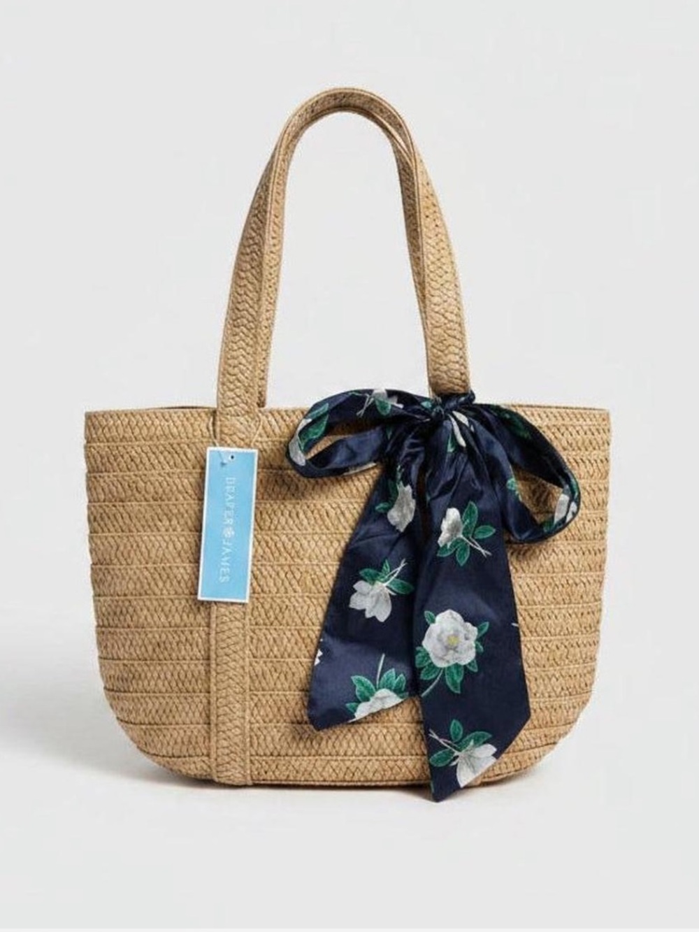 Draper James Everyday Straw Bag NWT Floral Scarf Tote